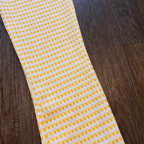 Urban Outfitters Yellow White Textured Checkered Flare Retro Pants - Picture 4 of 5